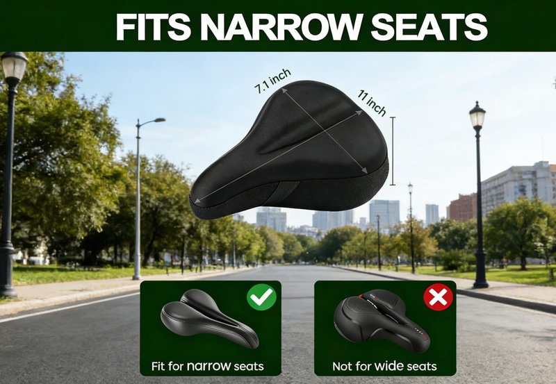Bike Seat Cushion - Gel Padded Bicycle Saddle Cover | Universal Fit for Peloton, Stationary, Mountain & Road Bikes - Comfortable for Indoor/Outdoor Cycling & Exercise