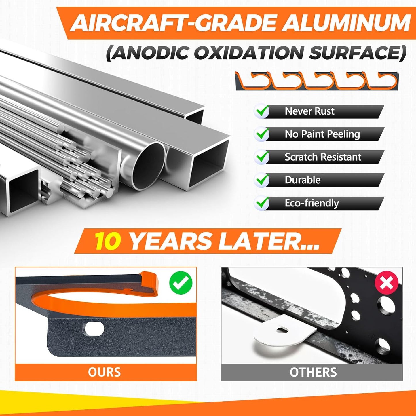 Plusinno Fishing Rod Holder - Horizontal Wall & Ceiling Mount | Aviation Aluminum, Holds Up to 20 Rods