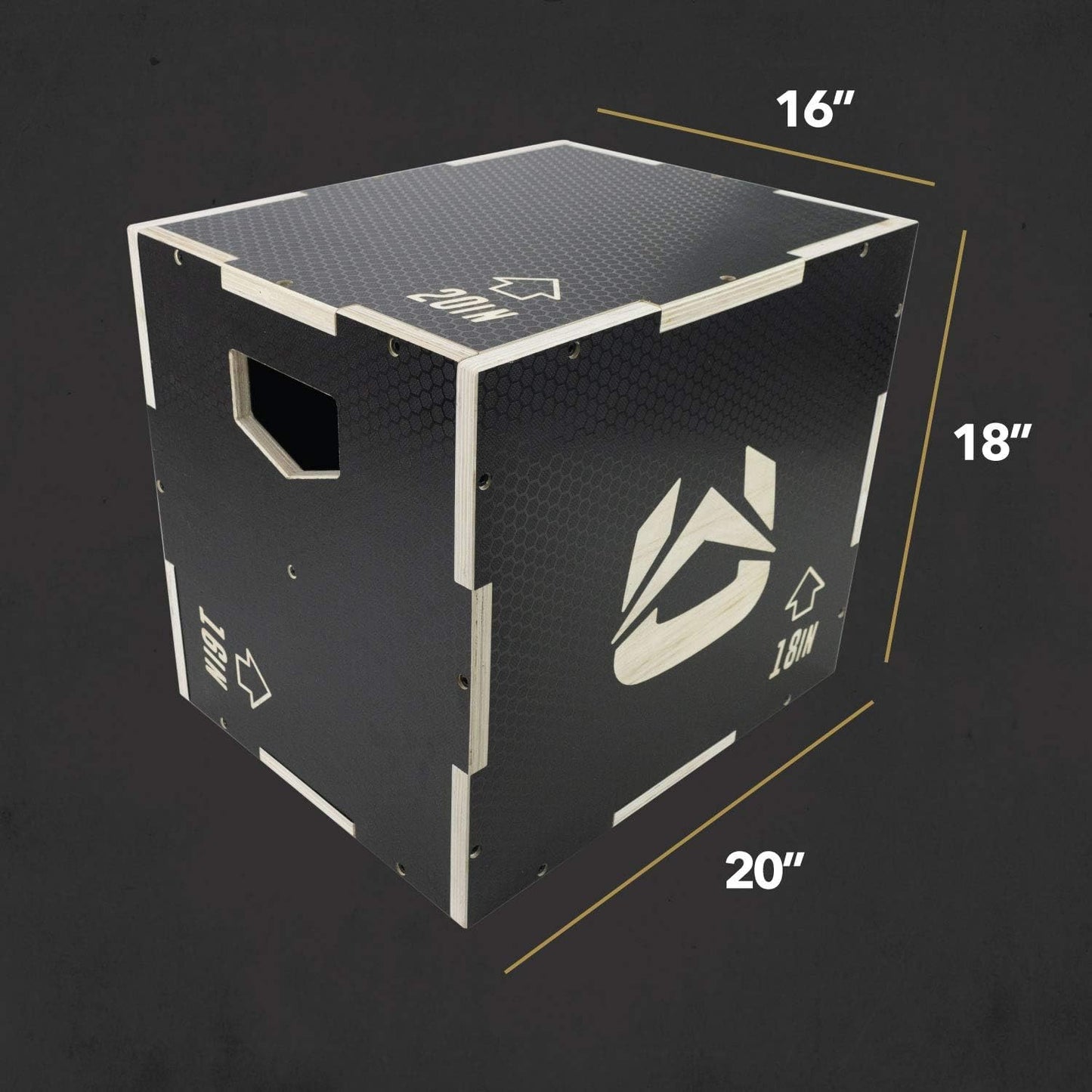 Ultra Fitness Gear Wooden Plyo Box, 31 Plyometric Jump Training Squat, Step Up, Jumps & More Workout Size S, M, L, XL, Home Gym Exercise Equipment (Black Anti-Slip, Small 16/14/12)