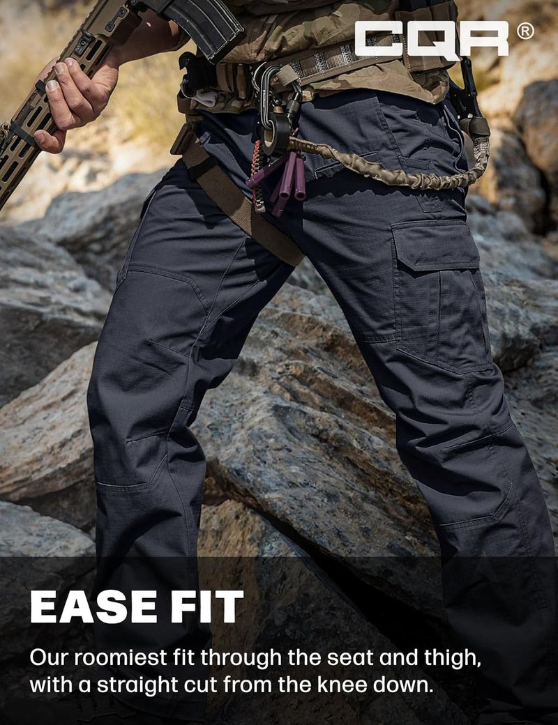 CQR Men's Tactical Pants - Water-Resistant Ripstop Cargo Design for Lightweight EDC Work & Hiking | Outdoor Apparel