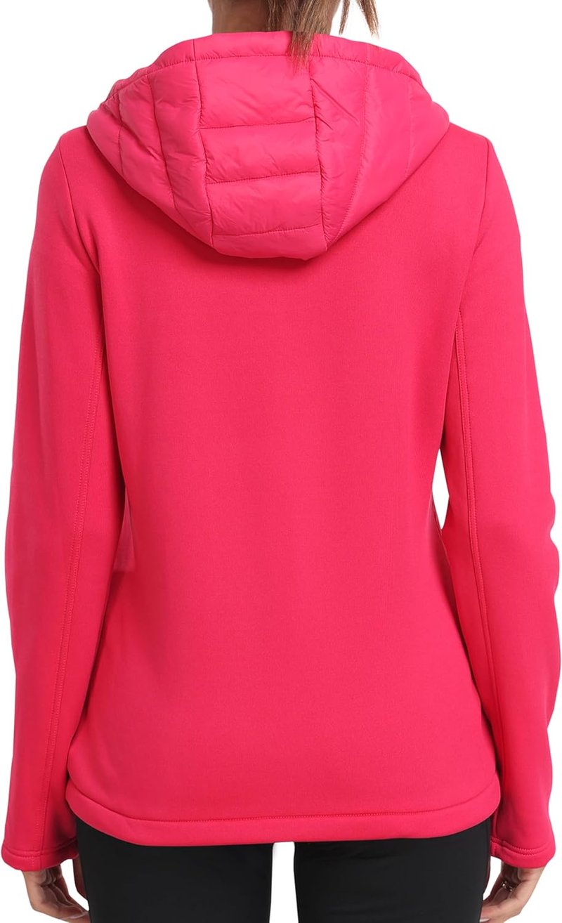 Fleece Lined Women's Softshell Jacket - Lightweight Hooded Insulated Puffer Coat | Full Zip Running Design