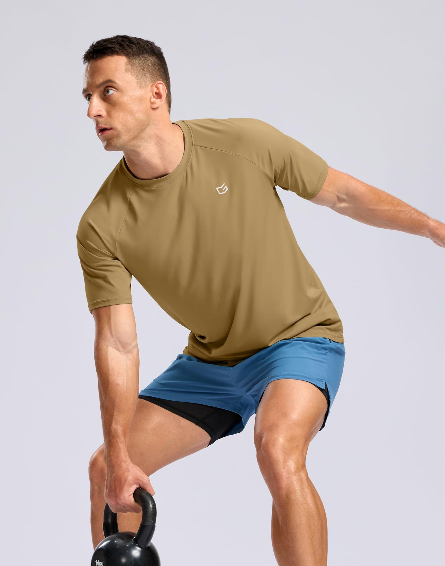 G Gradual Men's Athletic Workout T-Shirts Moisture Wicking Cooling Running Shirts Short Sleeve Performance Tee for Gym Tennis(Khaki,XXL)