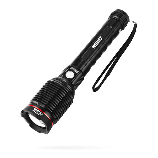 NEBO Redline 6K 6000-Lumen LED Rechargeable Bright Flashlight For EDC, Camping, Hunting, Hiking, Tactical With 4X Zoom, 4 Light Modes, Waterproof, Power Bank, Black