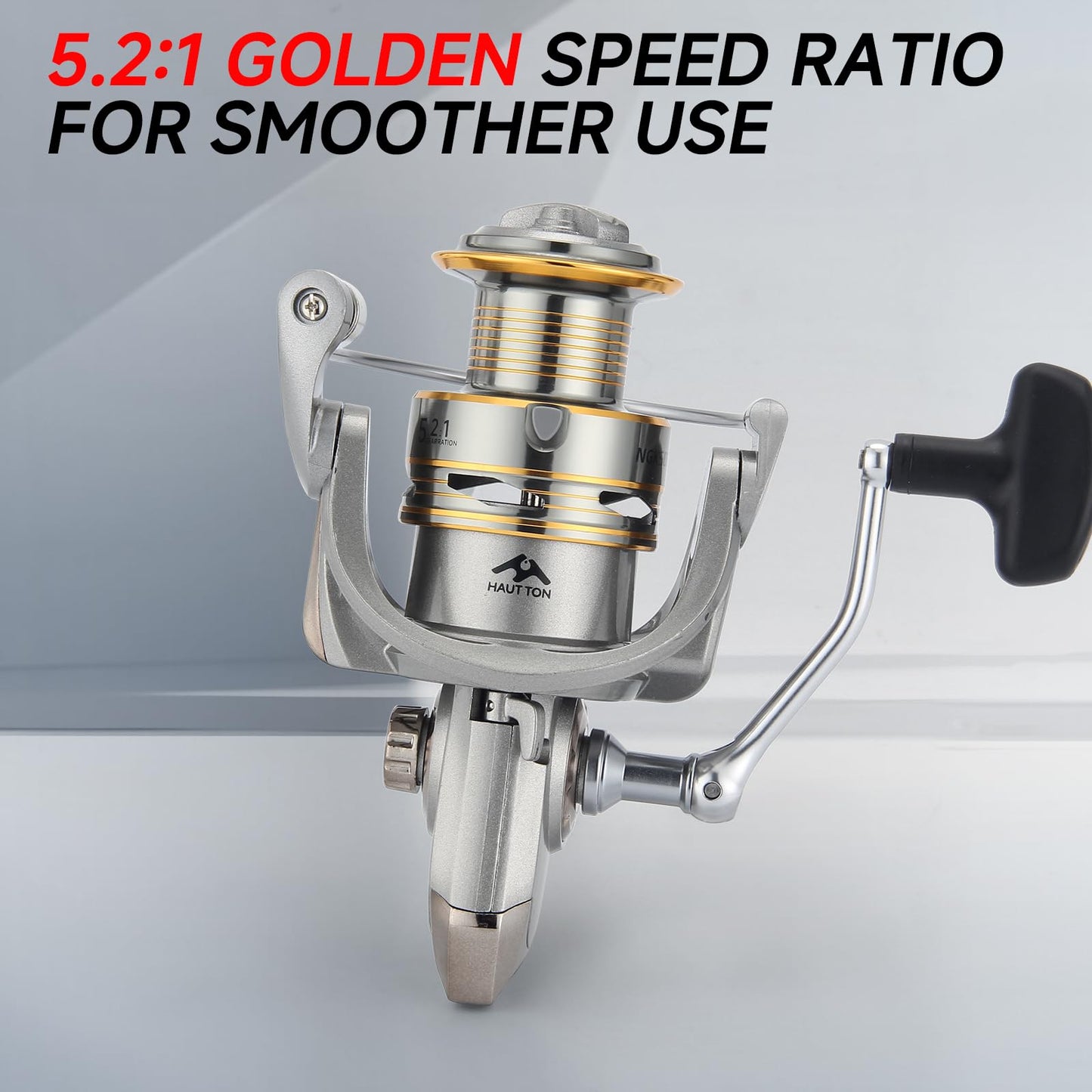 HAUT TON Spinning Reel 8000/9000/10000/12000/14000,6+1BB Metal Surf Fishing Reels,4.8:1 Gear Ratio 55lbs Drag Heavy Long Casting Inshore Saltwater Monster Fish (HT-NGK, 4000)