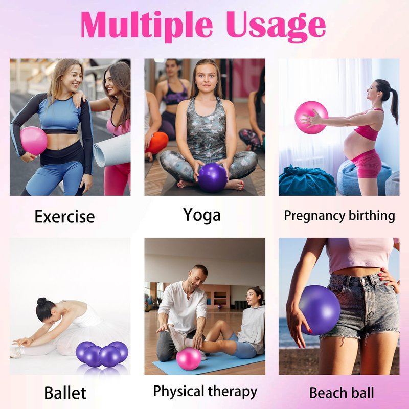 Kifmurase 10Pcs Small Exercise Balls, 9 Inch Mini Pilates Ball, Yoga Therapy Core Ball, Barre Equipment Mini Yoga Balls for Stability, Fitness, Physical Therapy, Stretching at Home Gym & Office