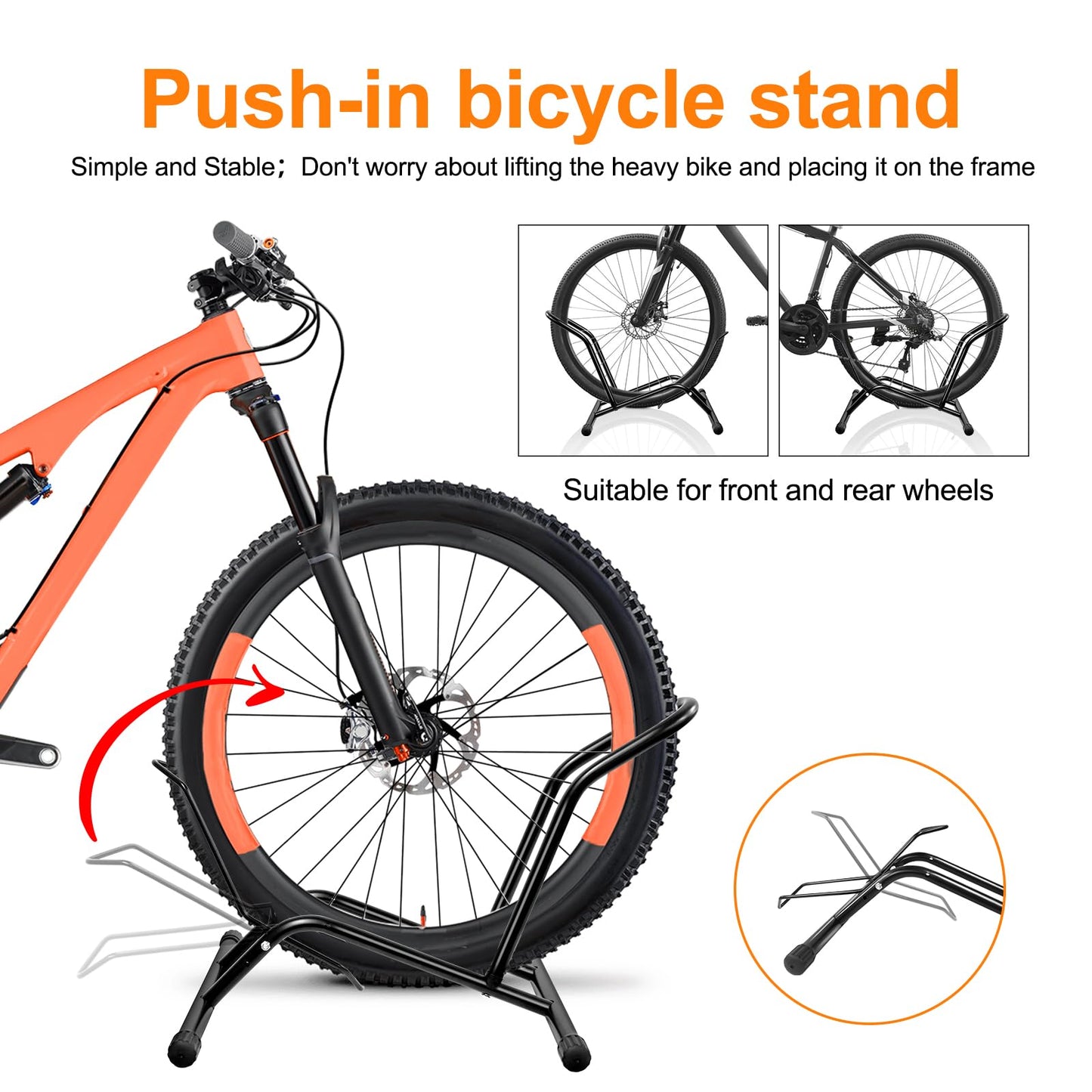 Bike Floor Stand Bikes Bicycle Rack for Outdoor and Indoor,Front And Rear Wheel Storage Bicycle Freestanding Parking Stand Holder Fit for 16"-29" Kid's/Mountain/Road Bikes,Heavy Duty Metal,Adjustable