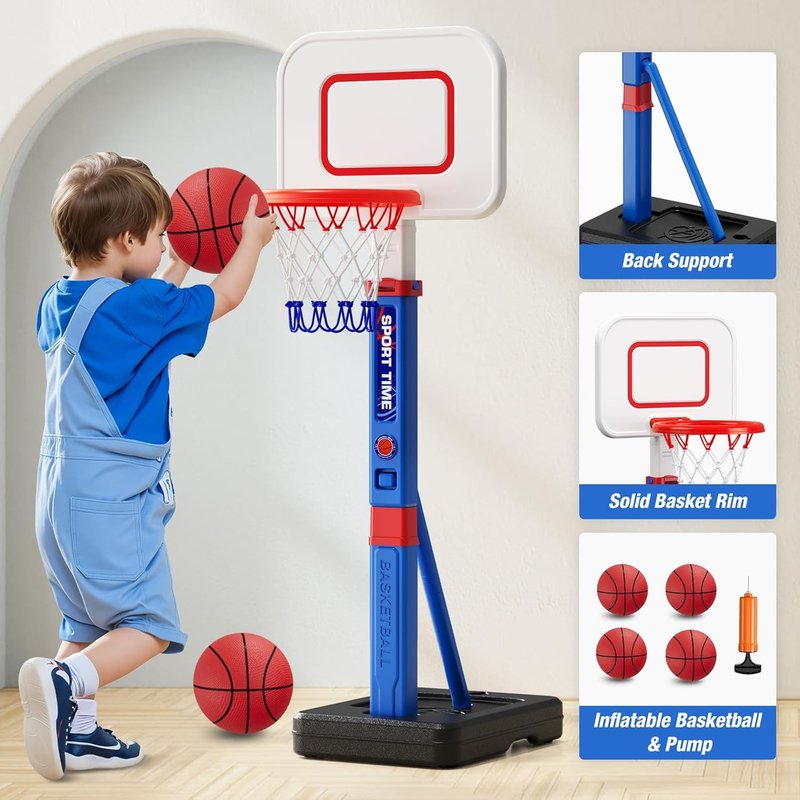 Adjustable Toddler Basketball Hoop - 55" Height for Kids Aged 3-5 | Indoor/Outdoor Sport Toy Gift