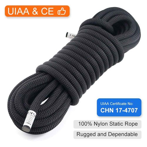 X XBEN 10.5 mm UIAA Static Climbing Rope 50M(160FT), Light and Soft Nylon Outdoor Rock Climbing Rope for Rock Climbing,Tree Climbing,Arborist Rope,Canyoneering,Rescue Work