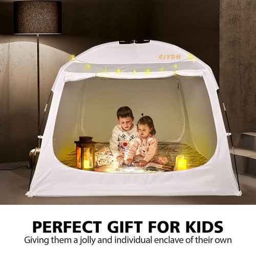 Bed Tent Bed Canopy Breathable 100% for Adult and Kids- Original Design Light Reduction 80% Sleeping Dream Tents Indoor Portable Big Space with String Light 3 Doors Twin Full Queen King Size