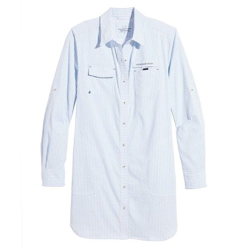 vineyard vines Women's Standard Original Harbor Cover-Up, Seersucker/Jake Blue 2