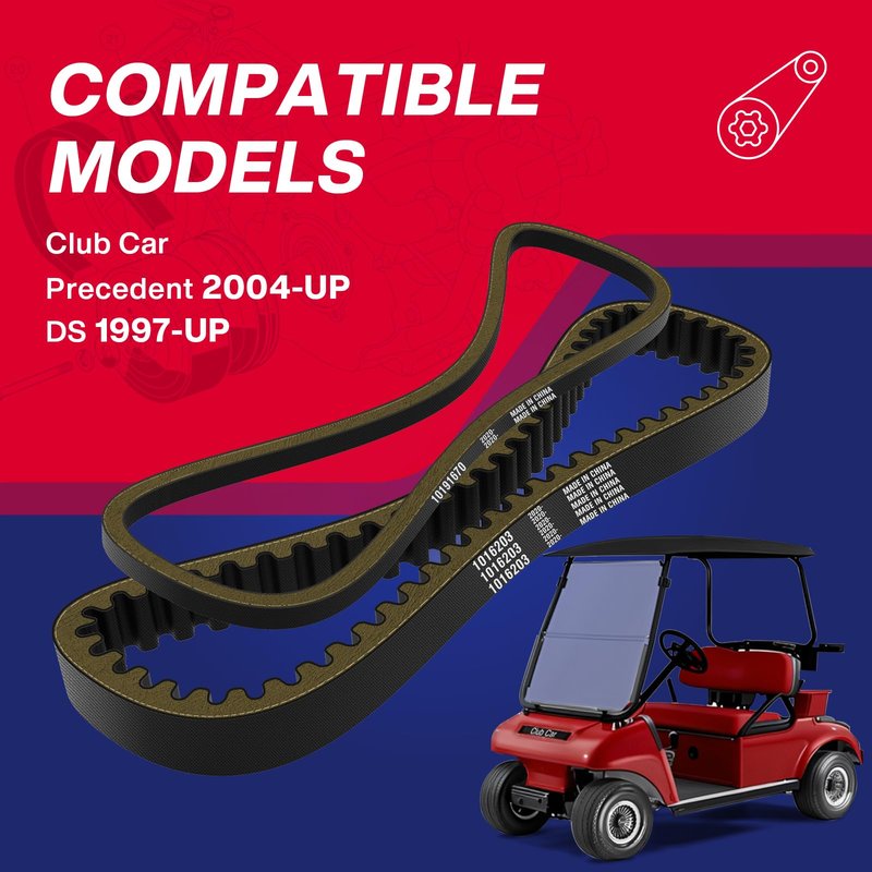 SUPGCPER Club Car Drive and Starter Belt, Golf Cart Drive and Starter Belt Kit for Club Car DS 1997-UP and Precedent 2004-UP, Club Car Drive and Starter Belt Kit Replace OEM# 101916701, 1016203