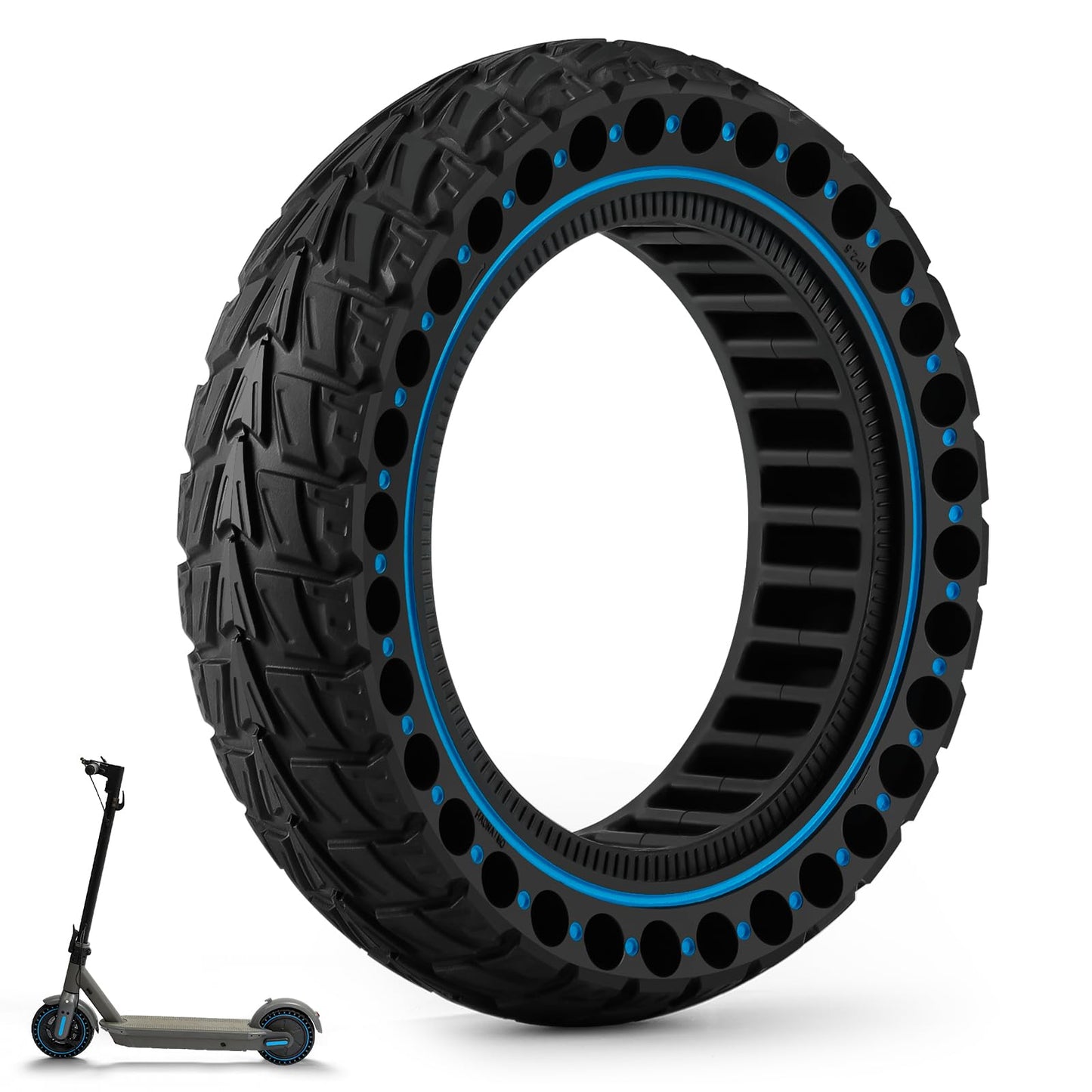 HAONAIMO 10" x 2.5 Solid E Scooter Tires - ‌Replacement Rubber Wheels 60/70-6.5‌ for Ninebot Max ‌G30/G30D/G30E/G30LP‌ - ‌10 Inch Honeycomb Tire - Durable & Studless Tire- ‌Blue