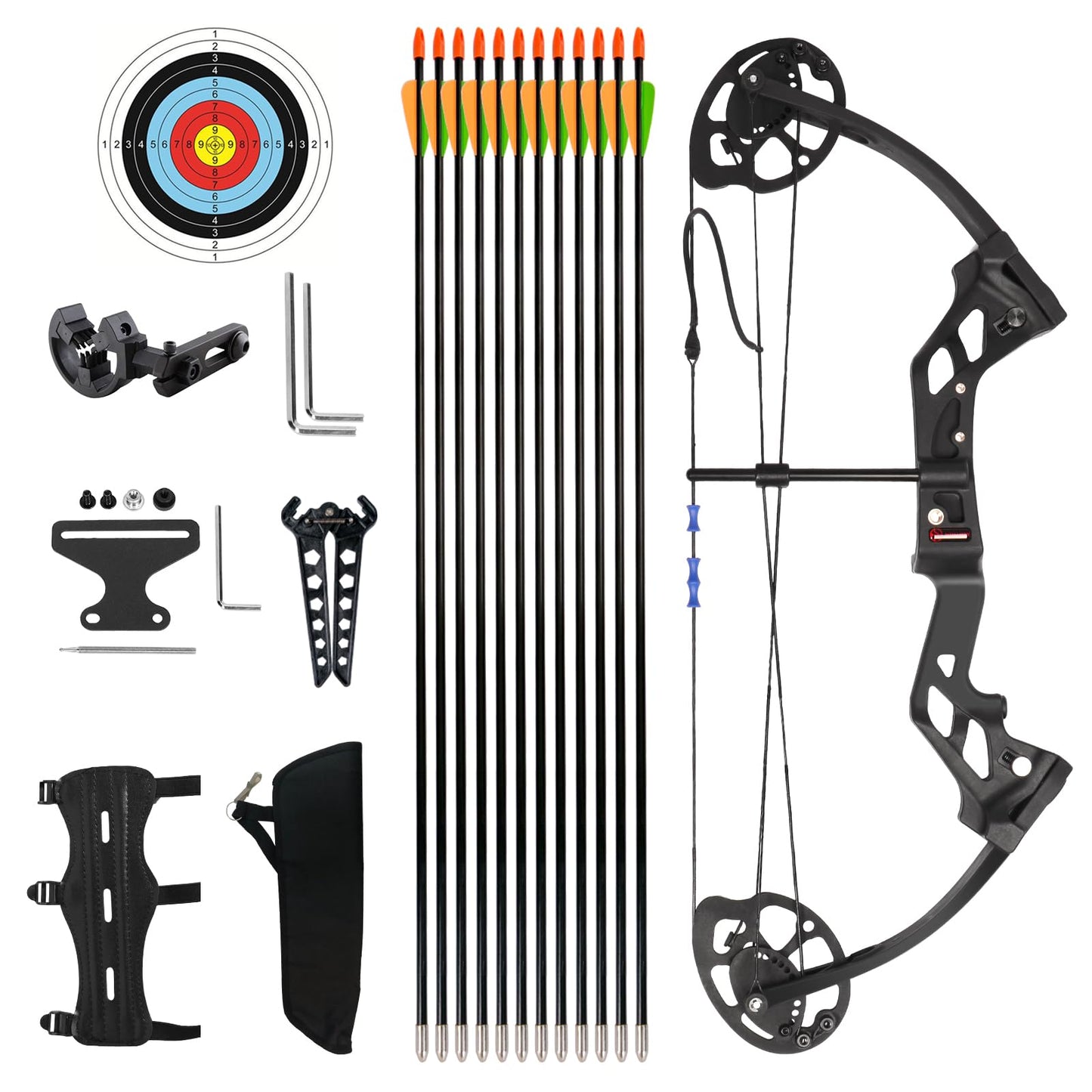 WUXLISTY Compound Bow and Arrow for Youth and Beginner, Archery Bow Set, 16-20 lbs Draw Weight, 17.3"-26" Draw Length (Black)