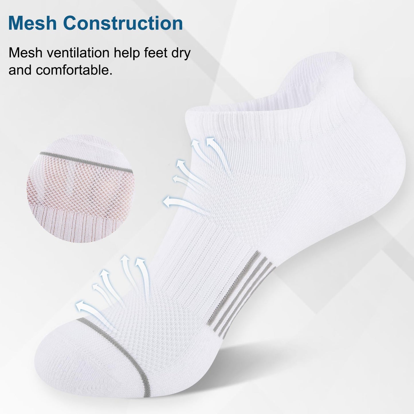 Heatuff 7 Pairs Womens Ankle Socks Athletic Cushioned Anti-Blister Running Low Cut Socks with Tab