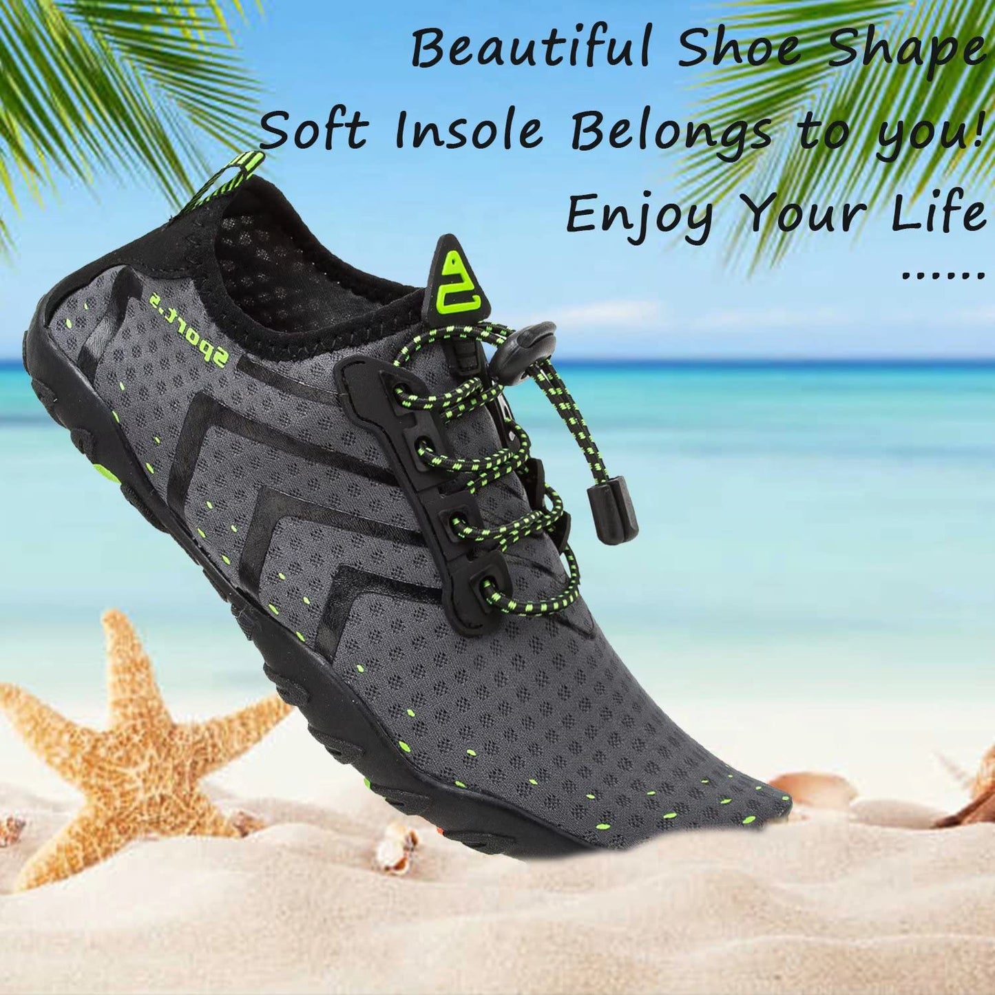 YALOX Water Shoes Men's Women's Swim Shoes Outdoor Beach Barefoot Quick-Dry Aqua Pool Socks Swimming Yoga Surfing Exercise(927Grey,42EU)