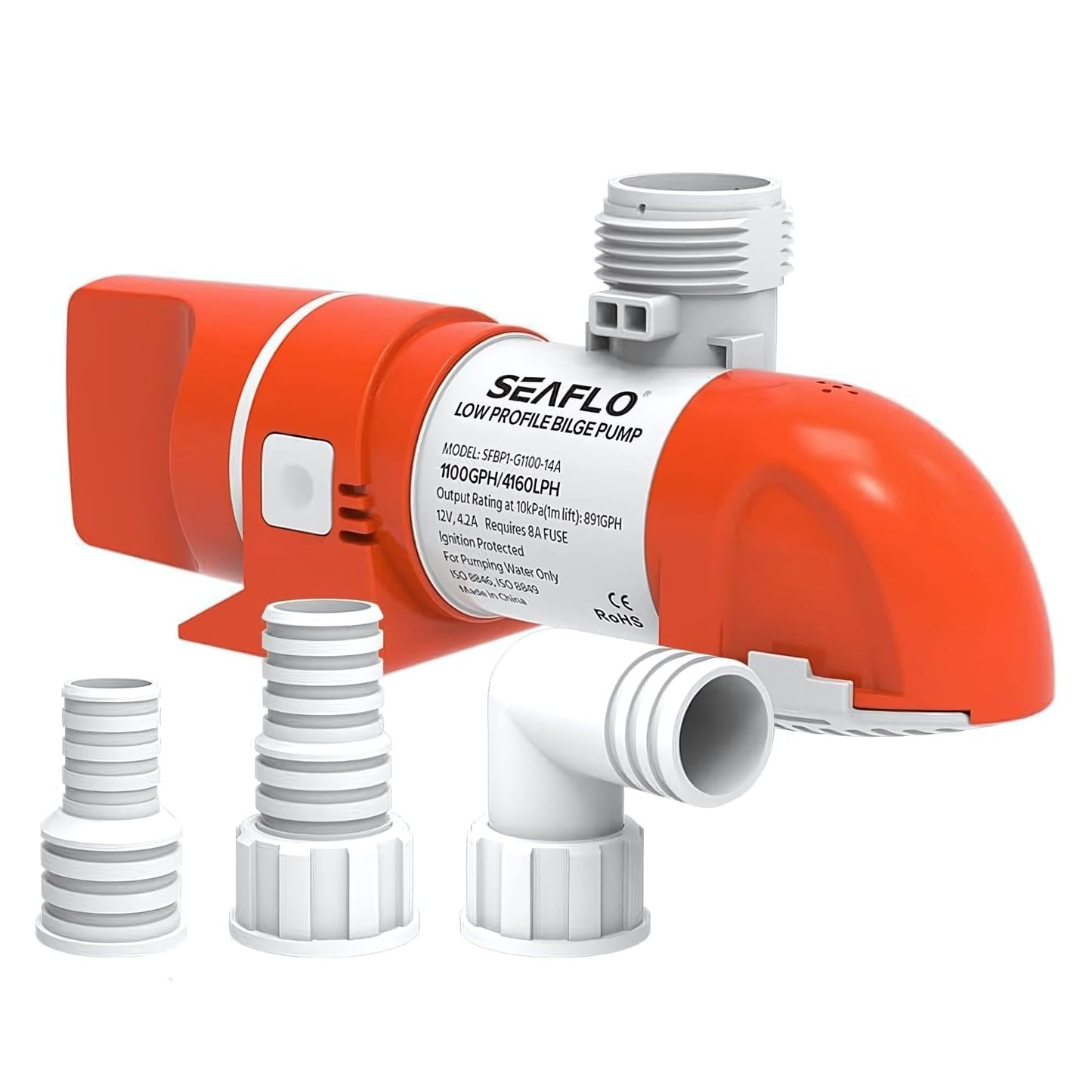 SEAFLO 14A Series 12V 1100 GPH Automatic Low Profile Water Sensing Bilge Pump | Compact, Efficient, and Reliable with 4-Year Warranty