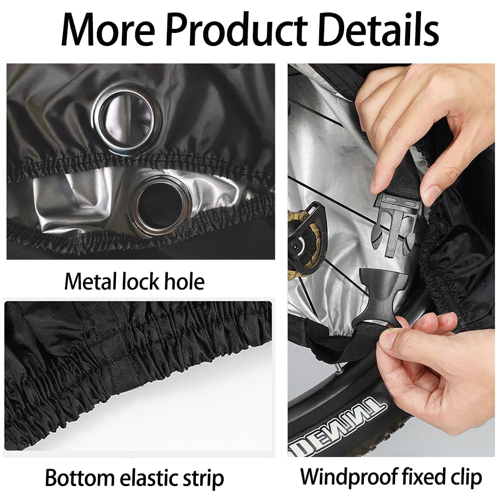 Bike Covers for 2 or 3 Bikes, 2XL Large Outdoor Waterproof Bicycle Covers with Lock Hole for Mountain Road Electric Bicycle Bikes