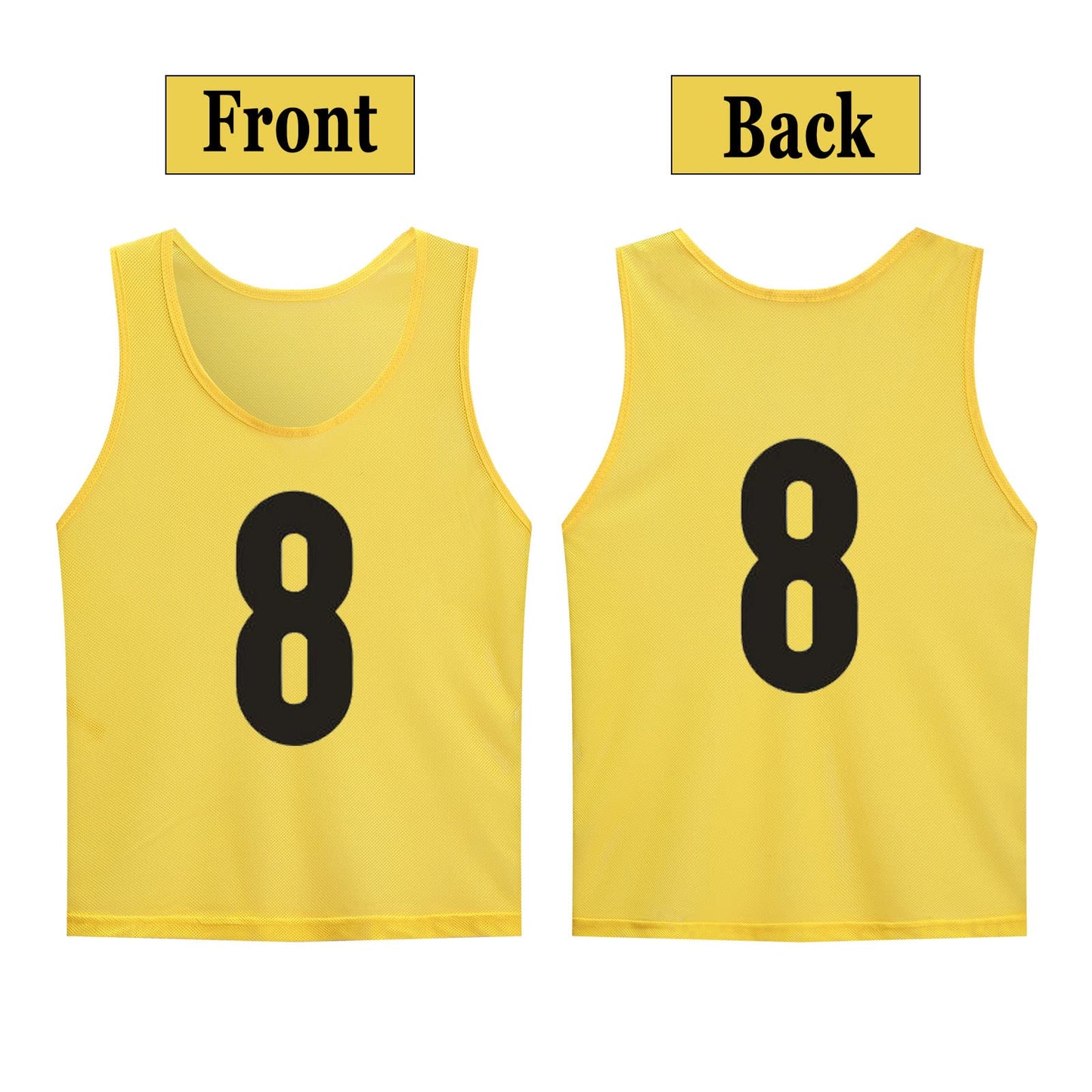 LTHYTY 12 Pack(1-12) Numbered Jerseys/Soccer Bibs/Scrimmage Pinnies/Team Training Vest for Adult Youth Kids. (as1, alpha, l, regular, regular, Yellow)