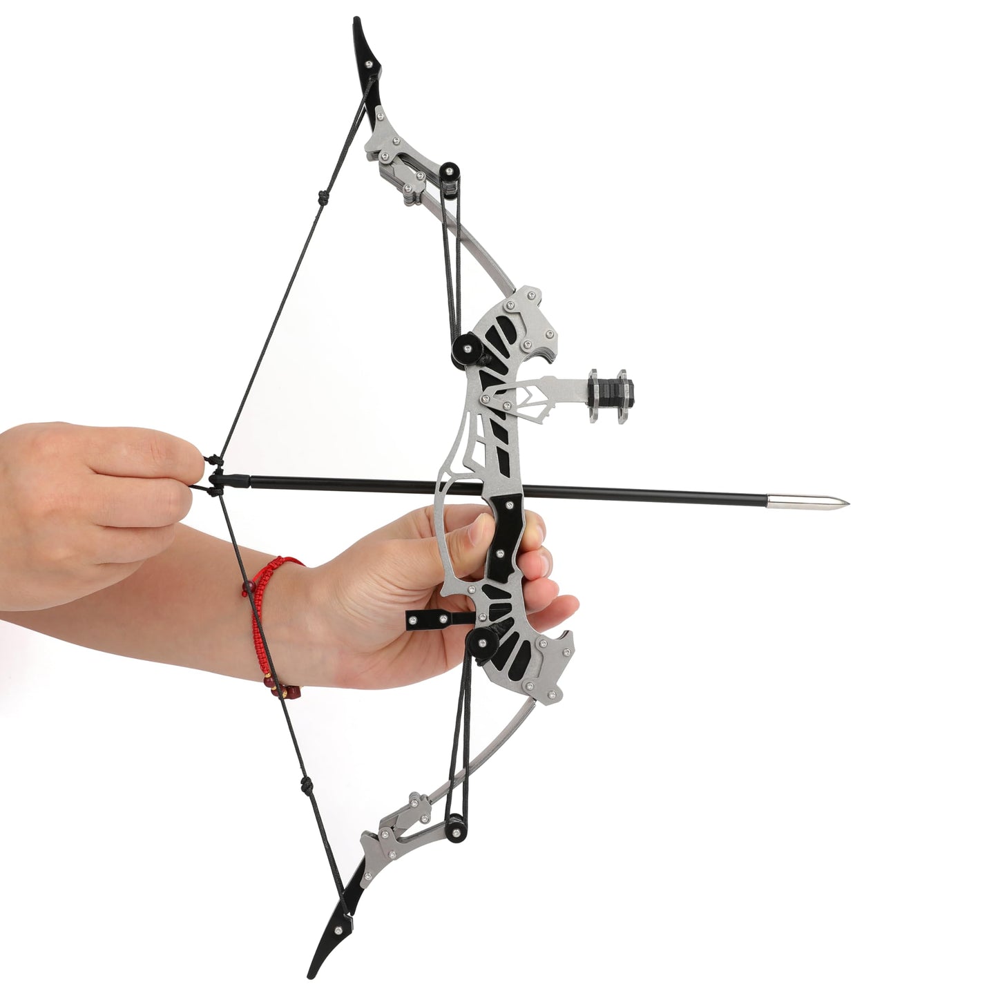 ZSHJGJR 6"/7.4"/7.9"/8.6"/8.8"/9.5" Mini Archery Bow Set Mini Compound Bow Mini Hunting Bow Metal Material Catapult RH/LH for Hunting Shooting Practice Archery Entertainment Fun (16.4" Bow)