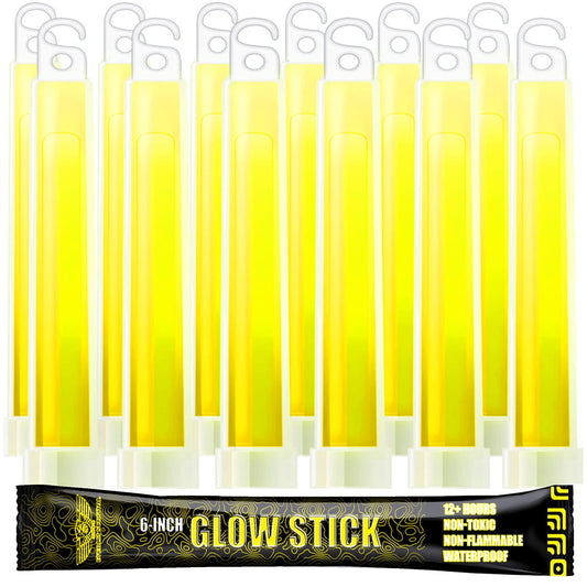 EVERLIT Survival Emergency Glow Sticks- 6 Inches Light Sticks for First Aid Kit, Survival Kit, Camping, Hiking, Outdoor, Disasters, Emergencies Up to 12 Hours Duration… (12 Pack, Yellow)