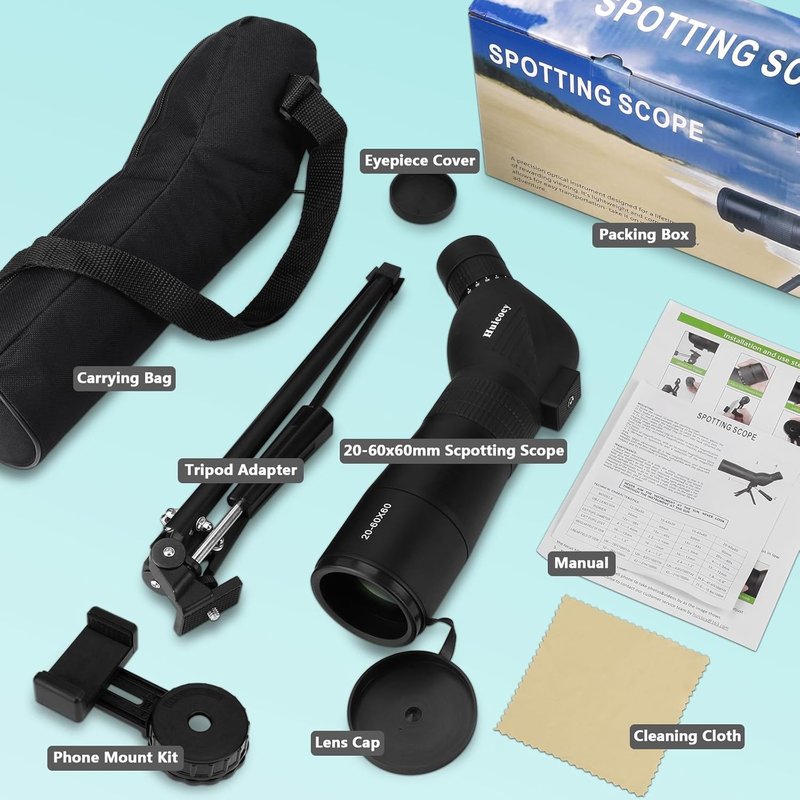Spotting Scope - 39-19m/1000m with Tripod, FMC Lens & BAK4 Eyepiece | Fogproof Bird Watching Kit with Phone Adapter