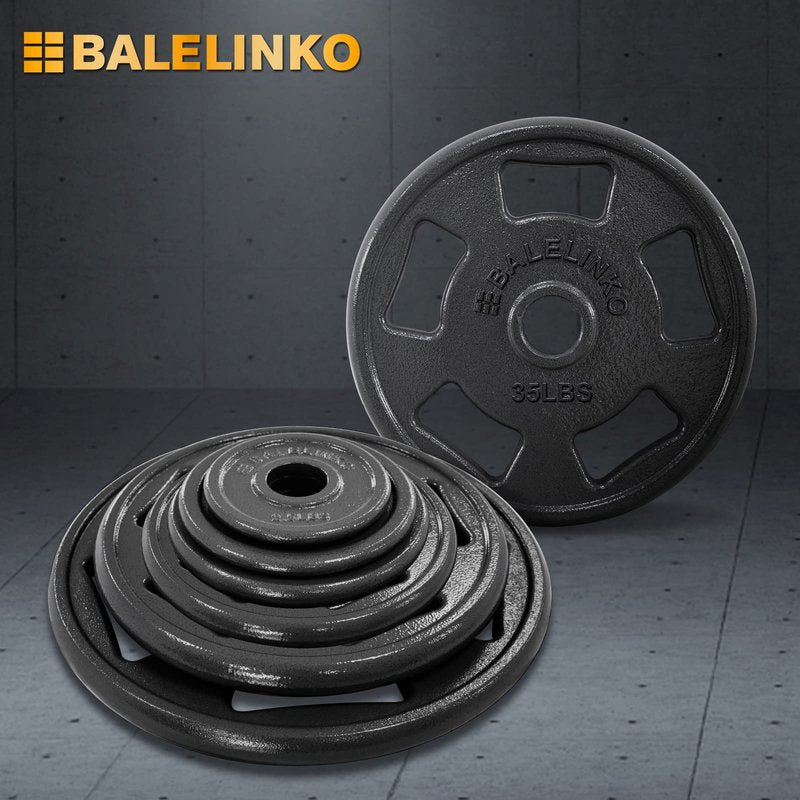 Balelinko Cast Iron 2-Inch Olympic Grip Plate Weight Plate for Strength Training, Weightlifting and Crossfit in Single, 35LB, Black
