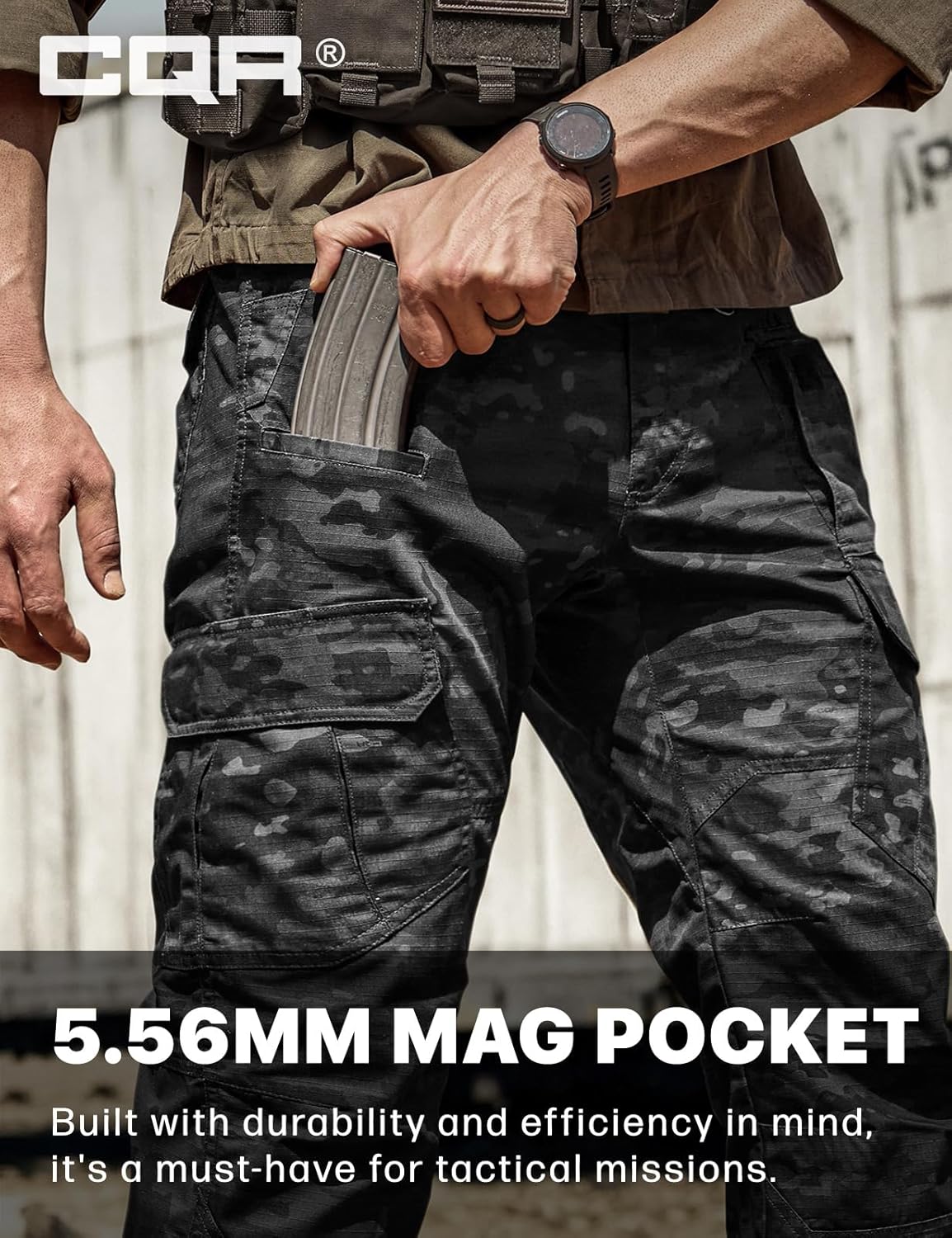 CQR Men's Tactical Pants - Water Resistant Ripstop Cargo Design | Lightweight EDC Hiking Gear