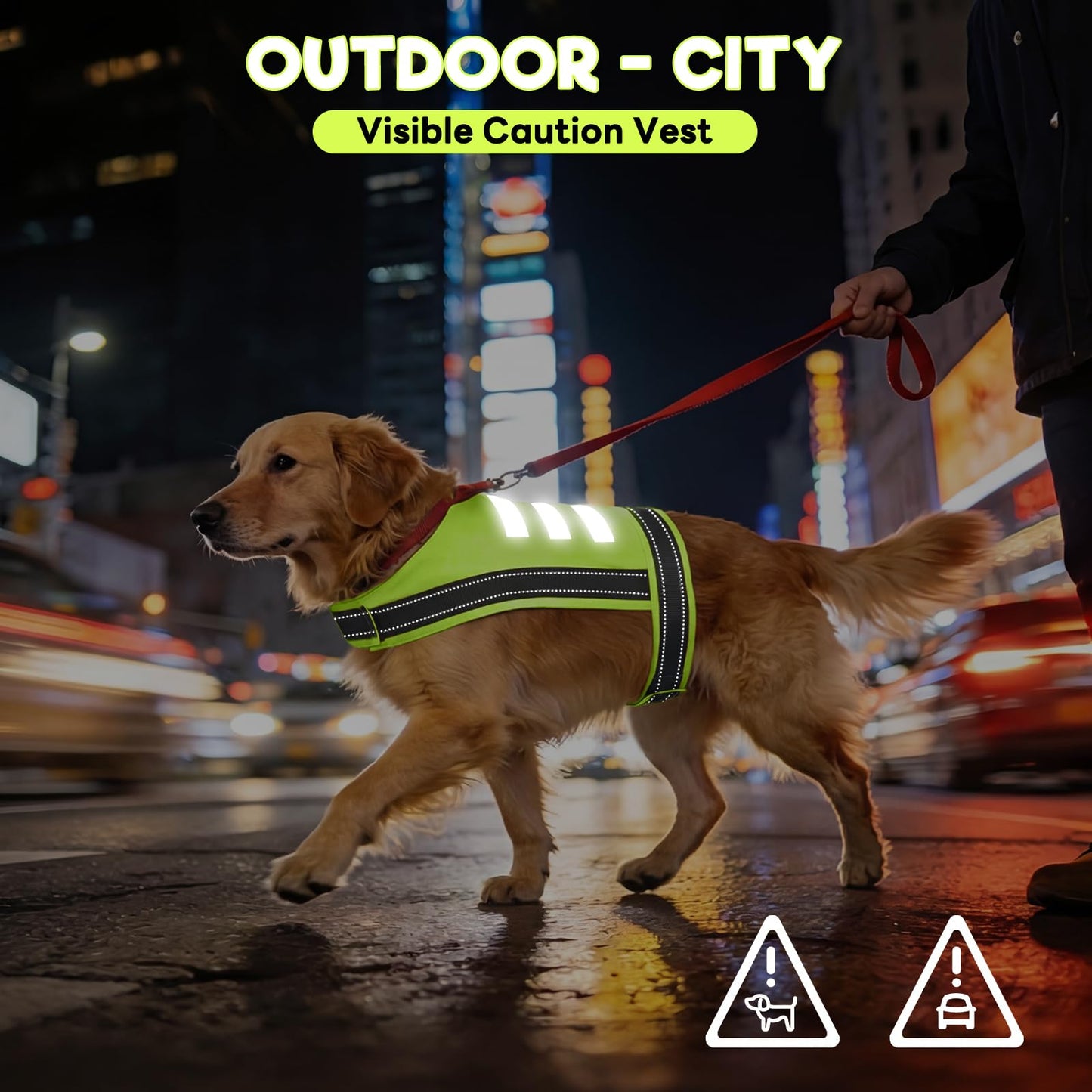 DENTRUN Dog Reflective Vest, High Visibility Safety Vest for Small Medium Large Dogs, Easy-On Adjustable Reflective Jacket for Outdoor Hunting Night Walking Jogging, Bright Green