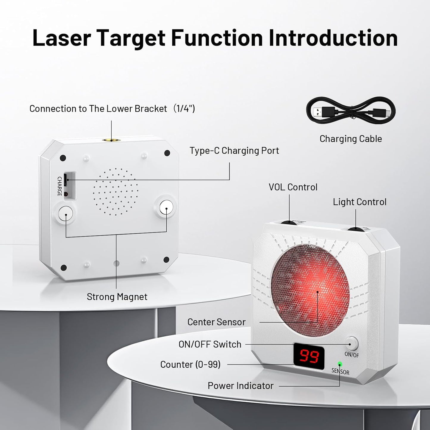 9MM Laser Training Cartridge - Electronic Target System with 5 Difficulty Levels for Effective Dry Fire Practice