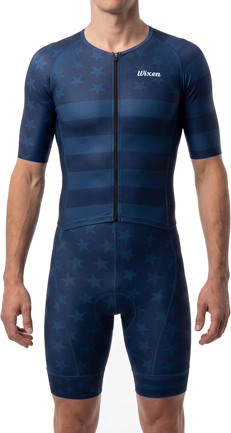 Men's Aero Triathlon Suit - Quick Dry, Breathable Skinsuit with Rear Pockets for Swim, Bike, Run | Size Options Available