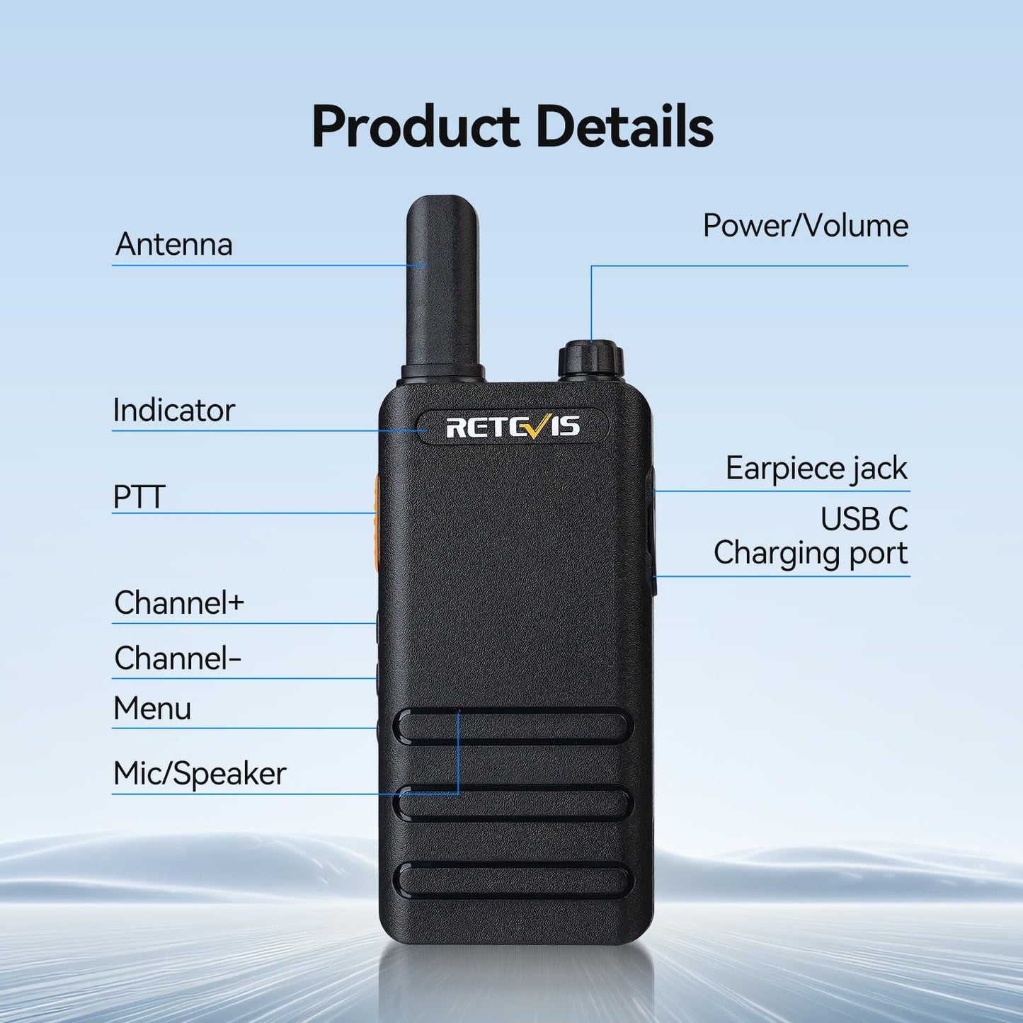 Retevis RT22P Walkie Talkies Long Range, New Version of RT22(2.0), Portable FRS Two-Way Radios, Mini, VOX, 1620mAh Battery, Compact 2 Way Radio for Commercial School Restaurant Retail(10 Pack)