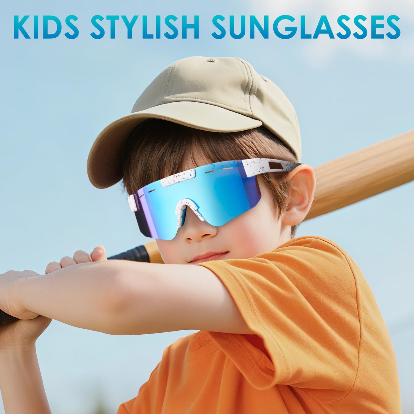 OZOKSKS Kids Polarized Sports Sunglasses, Youth Baseball Sunglasses for Boys Girls Age 6-15 Softball Running Cycling Glasses UV400 Protection