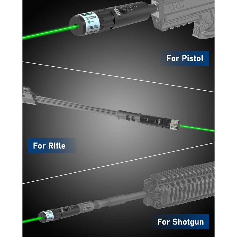 UUQ Professional Laser Bore Sight Kit with Button Switch,Green Laser Bore Sighter with 32 Adapters for 0.17 to 12GA Calibers,Suitable for Pistol Rifle Airsoft & Shotgun,Powerful Hunting Equipment