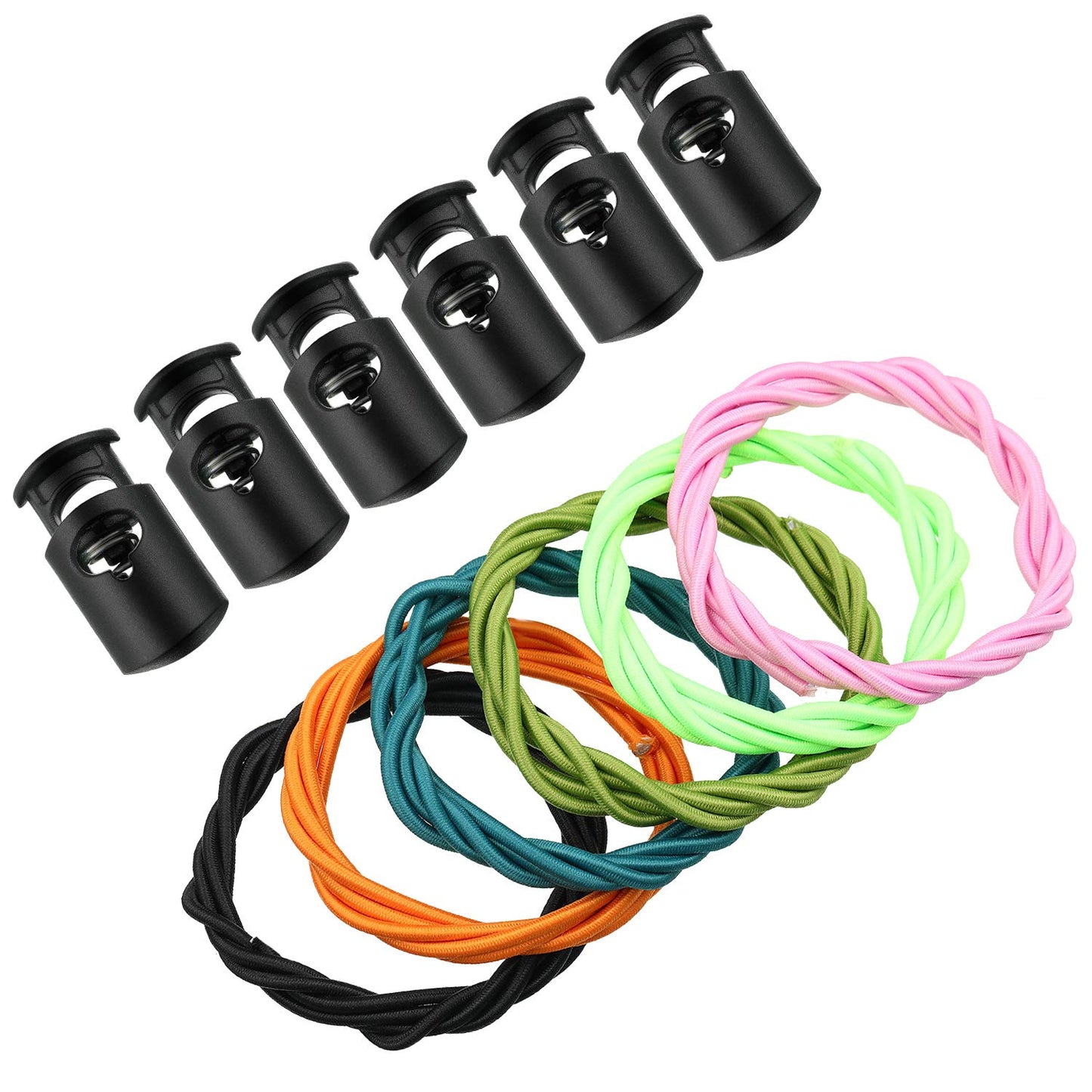 Frienda 12 Sets Bungee Cord Strap Kit, Includes Adjustable Replacement Swimming Goggle Strap Goggle Bungee Strap with Cord Lock Clamp for Swim Goggles Swimming Supplies