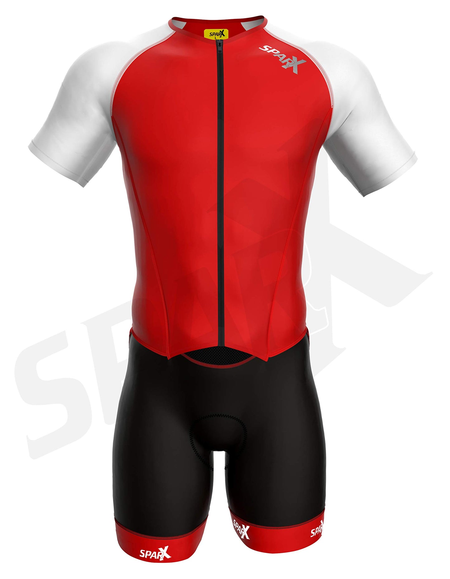 Sparx Mens Elite Aerosuit Triathlon Suit Mens Short Sleeve Tri Suit Skinsuit (Red, 2XL)
