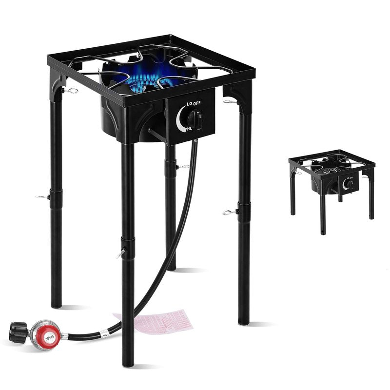 FSUON Outdoor Camping Stove, 130000 BTU, High Pressure Single Burner, Propane Gas Cooker with Detachable Legs, 30 PSI Regulator