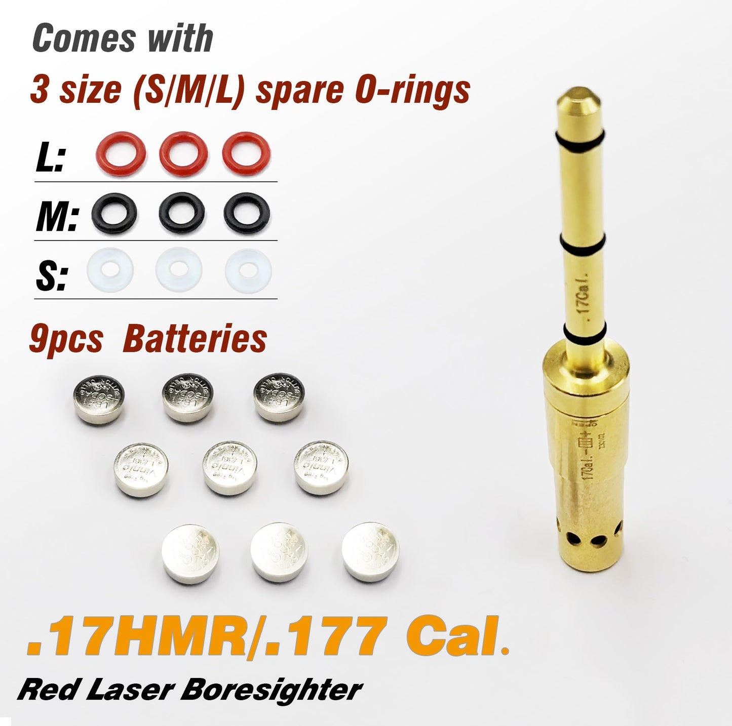 BOOLIT EYE 17HMR/.177 Cal Special Laser Boresighter End Barrel Laser Bore Sight Accurately and Easy to Fit Revolvers Pistols Rifle and Air Guns(17HMR/.177CAL)