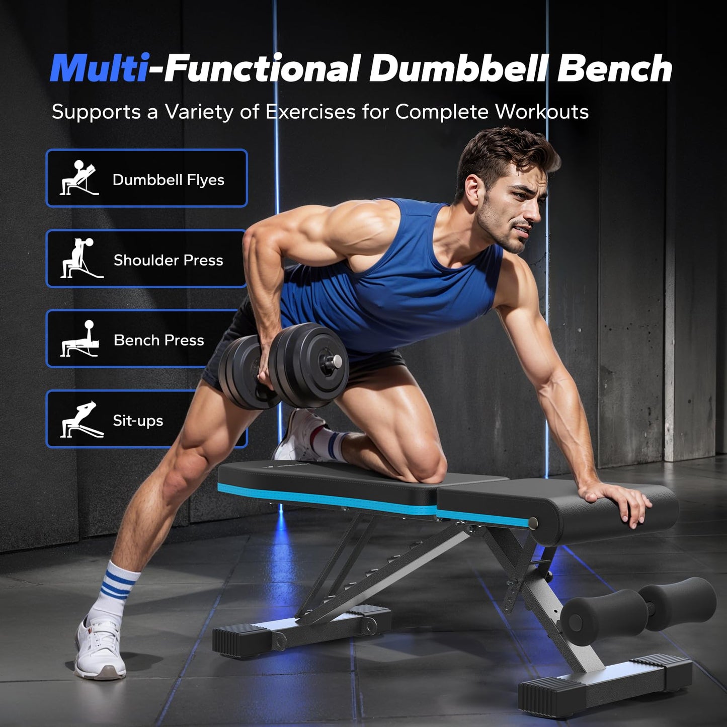 MERACH Weight Bench, Foldable Weight Benches for Home Gym with 990 LBS, Adjustable Weight Bench with 72 Training Angles, Incline Bench Press for Full Body