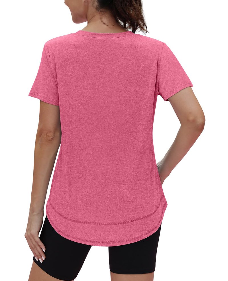 Workout Tops for Women Spring Summer Short Sleeve Golf Outfits Gym Essentials Activewear Running Shirts Red S