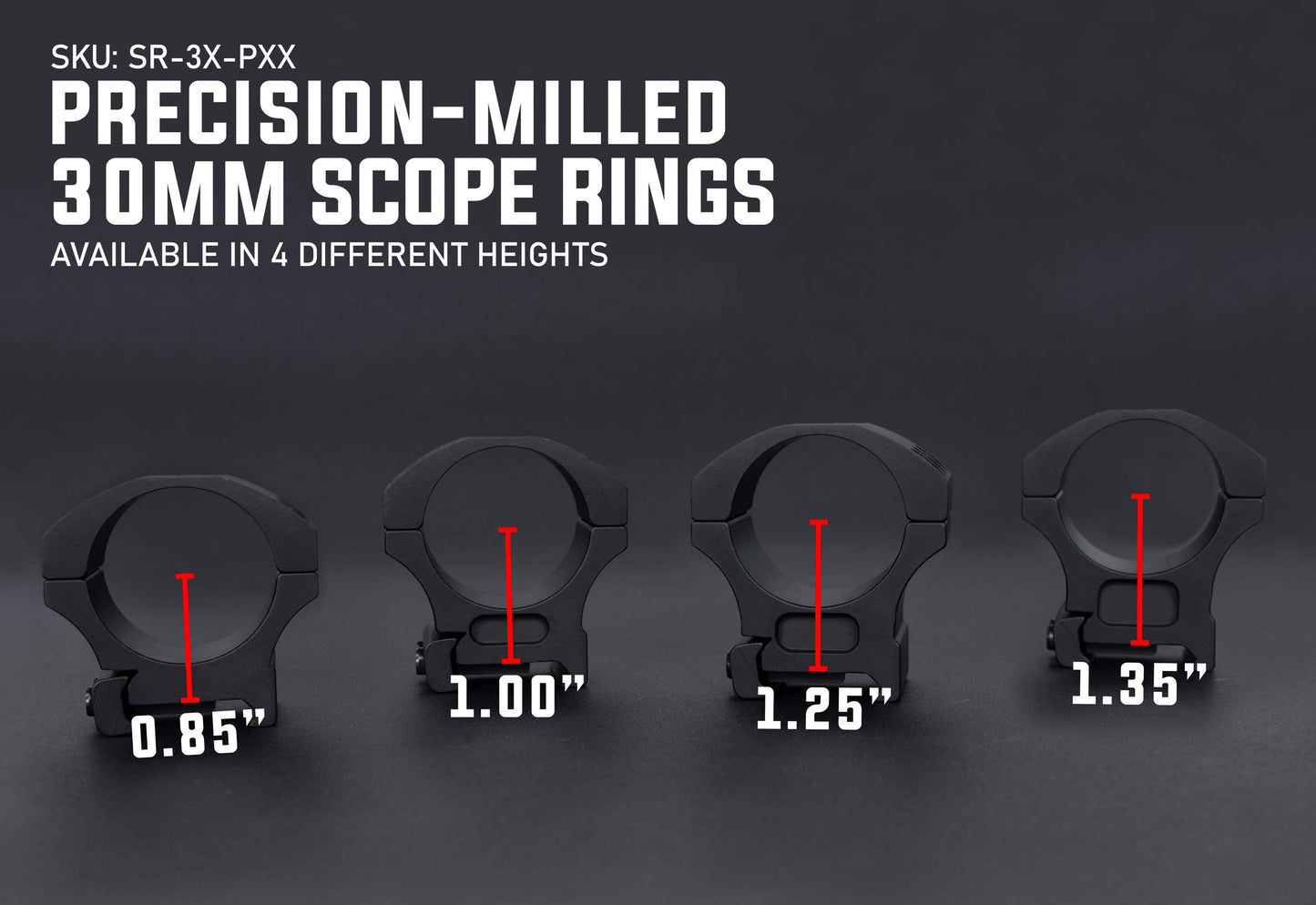 Monstrum Precision V2 Scope Rings with Picatinny Anti-Recoil Lugs | 30 mm Diameter | 1.00 inch Center Height