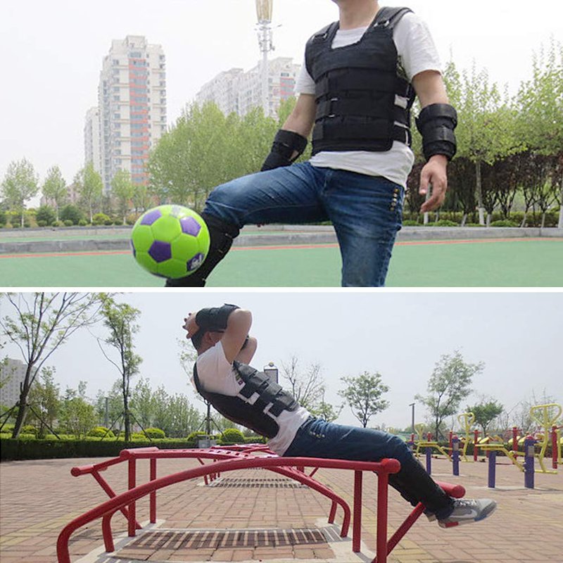 Weighted Vest,YIWENG Max Loading 50kg Adjustable Weighted Vest Weight Jacket Ox Exercise Weight Loading Cloth Strength Training (Empty), Black