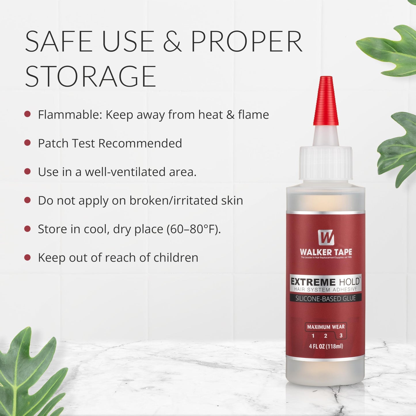 Walker Tape Extreme Hold Adhesive 4 fl oz Squeeze Bottle for Wig Installs, Lace Systems, Toupee Applications, Hair Tape Prep and Adhesive Strips Use Offering Maximum Wear Strength, Skin-Safe Bonding