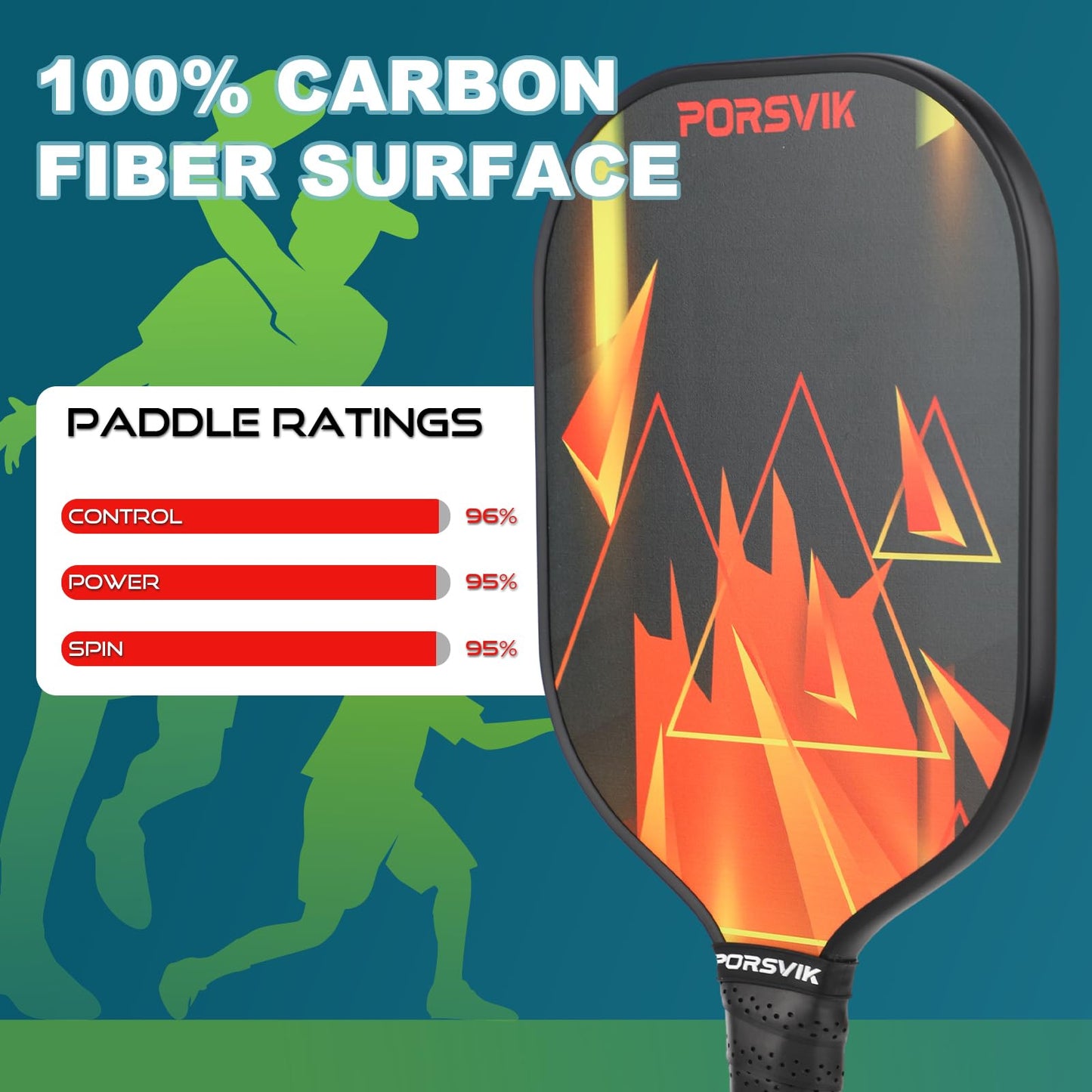 PORSVIK USAPA Approved Pickleball Paddles Set of 4 - Carbon Fiber Surface, Enhanced Honeycomb Core, Anti-Slip Grip, Includes 4 Pickleballs and Carry Bag
