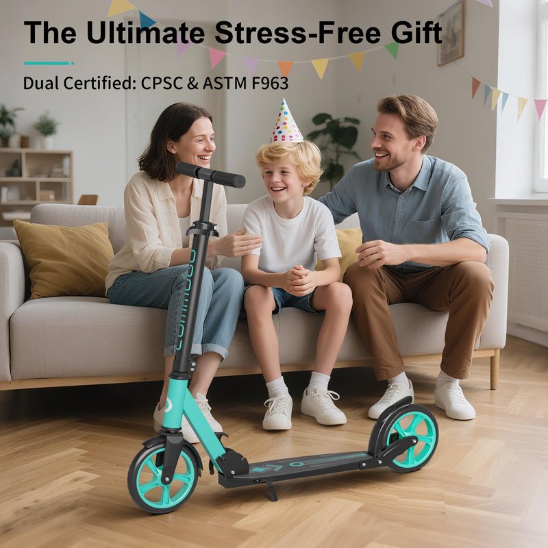 Kick Scooter for Kids 5-12, Teens, Adults, CPSC Certified Foldable Lightweight Sport Scooter with 8 Inch Wheels, Max Load 240 LBS, Gift for Childs
