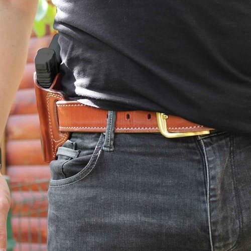 Premium The Ultimate Leather Pancake OWB Belt Holster Open Top Fits Taurus G3c 9mm Compact 3.20’’ BBL, Right Hand Draw, Brown Color #1565#