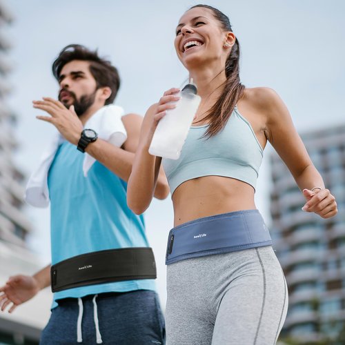 Aore Life Running Belt, Fanny Pack with Water Bottle Holder, Running Belt for Men Women, Hydration Belt, Running Gear, Phone Holder for Running