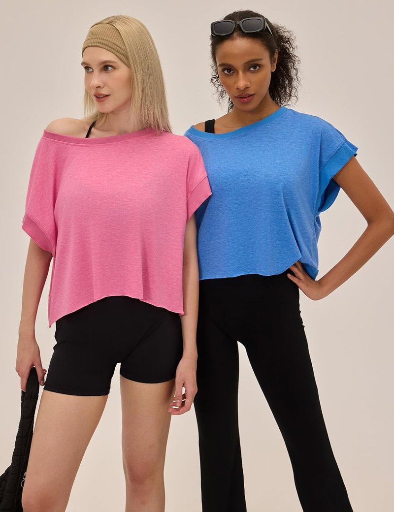 Open Back Workout Tops for Women - Loose Fit Athletic Crop Tee | Short Sleeve Gym & Yoga Shirt