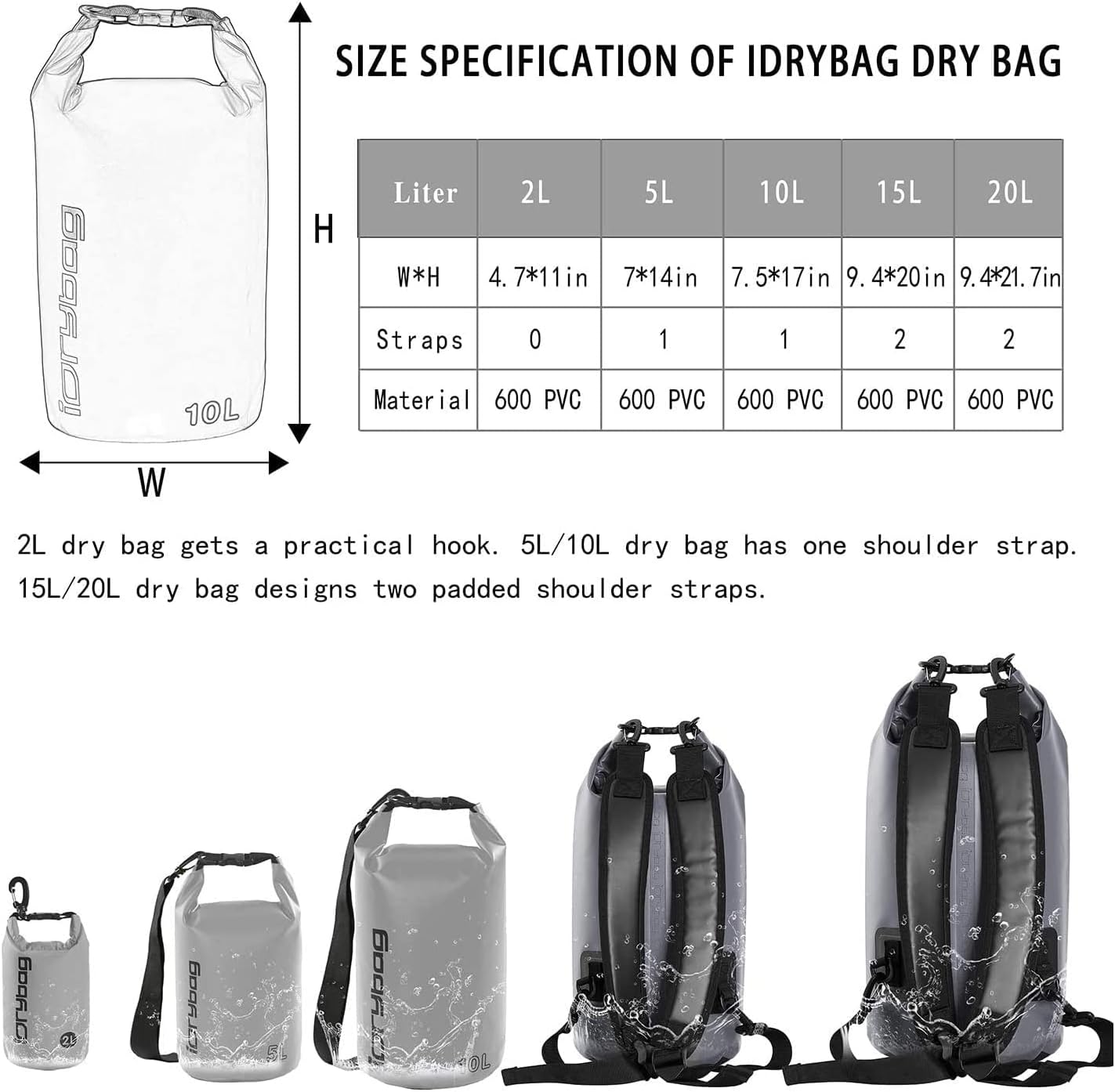 Dry Bag for Kayaking - Waterproof Storage Sack | Available in 2L, 5L, 10L, 15L, 20L