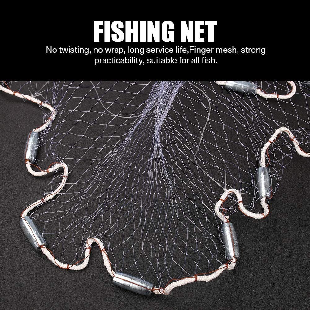 Yeahmart Handmade American Saltwater Fishing Case Net with Heavy Duty Real Zinc Sinker Weights for Bait Trap Fish 6Ft Radius, 3/8 Inch Mesh Size