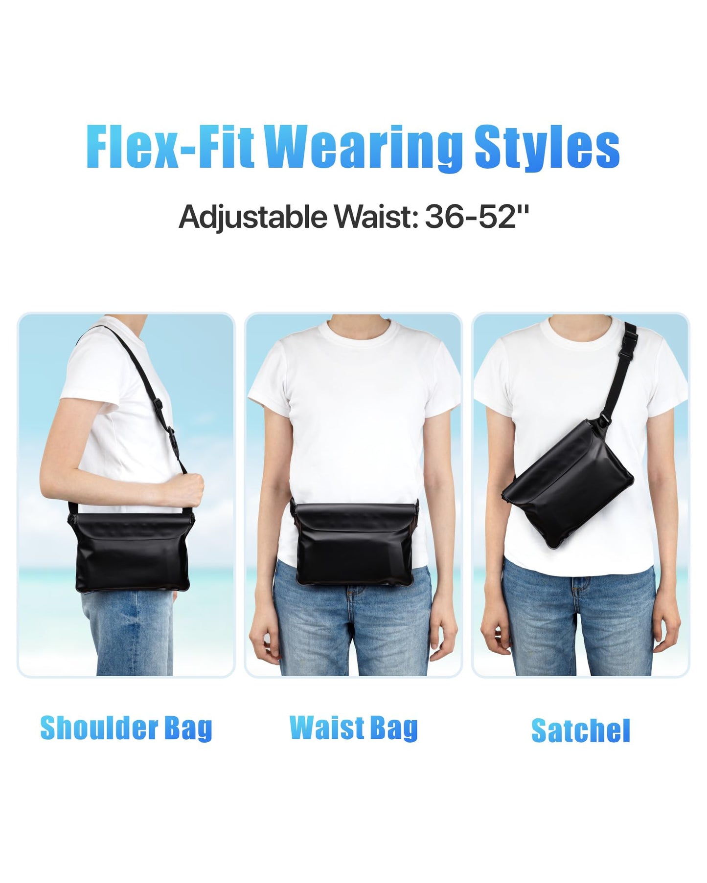 F-color Waterproof Fanny Pack - Cruise Essentials 2026 - Waterproof Pouch with Adjustable Waist Strap, Triple Zipper Roll-Top Dry Bag for Phone, Keep Passport Valuables Dry for Beach Kayaking Boating